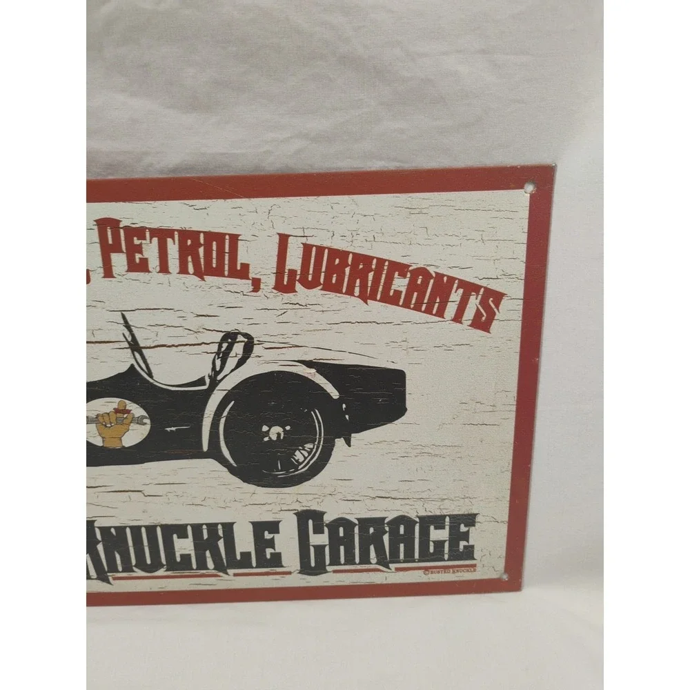 Busted‎ Knuckle Garage Racing Spares Tyres Petrol Lubricants Tin Sign Man Cave